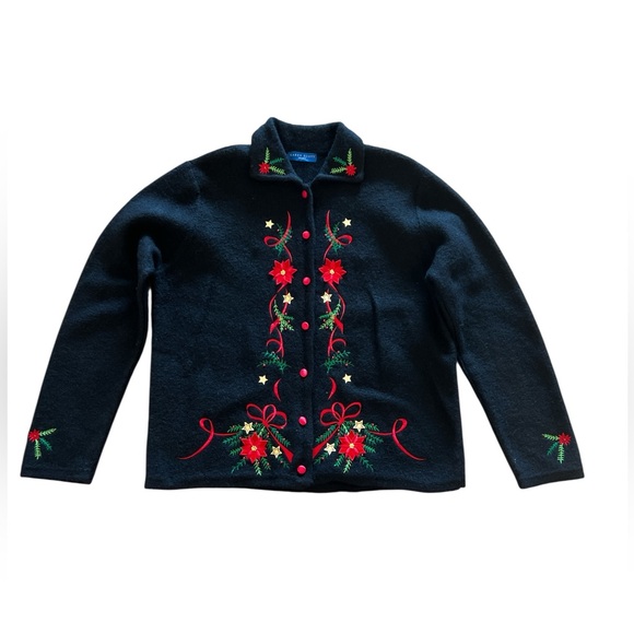 Vintage Karen Scott 100% Wool Christmas Sweater EUC XL Made in Australia - Picture 1 of 15